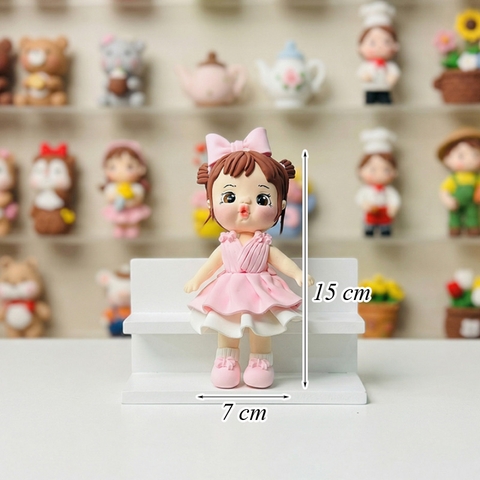 Tượng Đất Set Bé Gái Đứng Váy Hồng