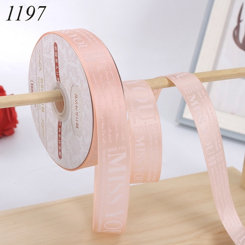 Cuộn 45m Ruy băng MISS YOU hồng khổ 2.5cm