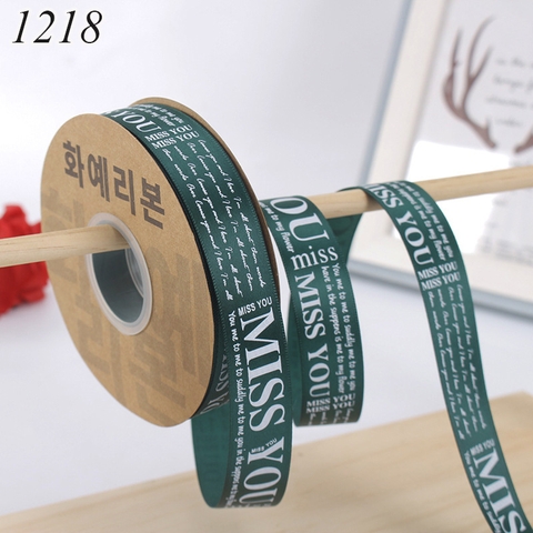 Cuộn 45m Ruy băng MISS YOU xanh lá khổ 2.5