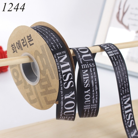 Cuộn 45m Ruy băng MISS YOU đen khổ 2.5cm