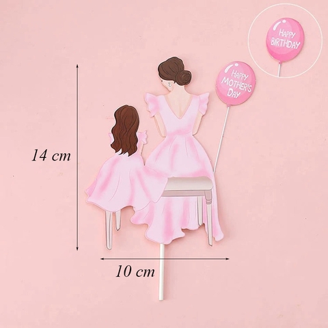 SCG - set cắm happy mother's day 2 mẹ con váy hồng