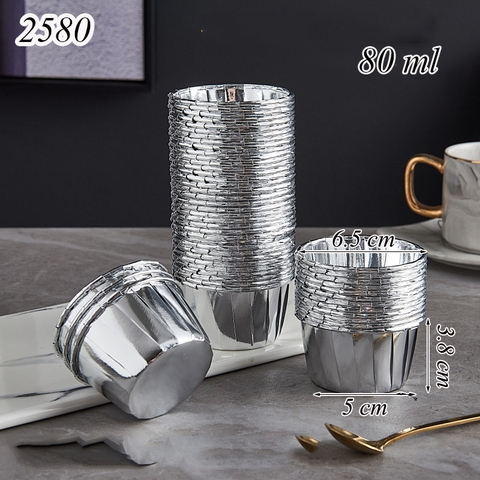 50 cốc nhôm chịu nhiệt 2 mặt bạc.