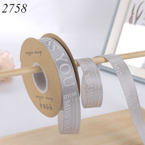 Cuộn 45m Ruy băng MISS YOU xám đất khổ 2.5cm
