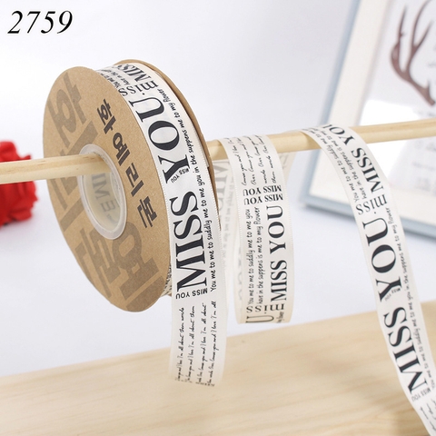 Cuộn 45m Ruy băng MISS YOU trắng sữa khổ 2.5cm