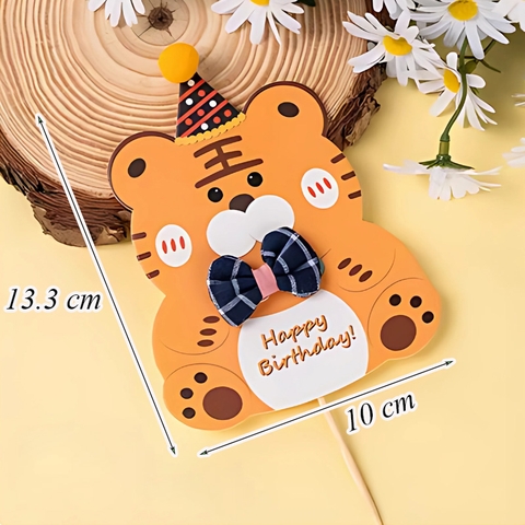 Thiệp nơ hổ đội mũ bông.