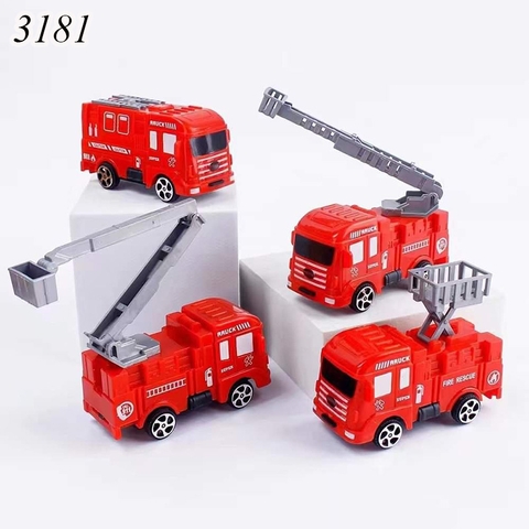 Bộ 4 xe cứu hỏa đỏ size nhỏ