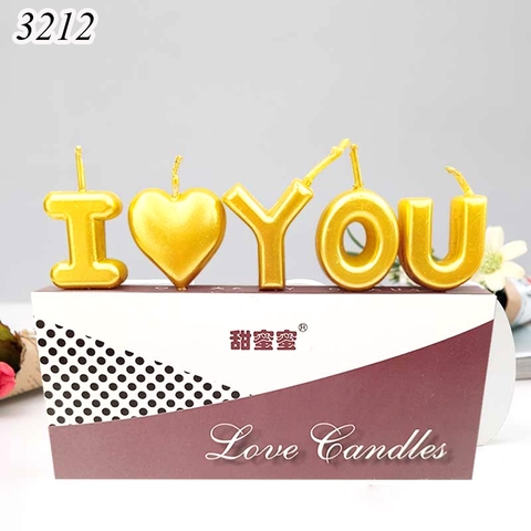 Nến I LOVE YOU vàng nhũ