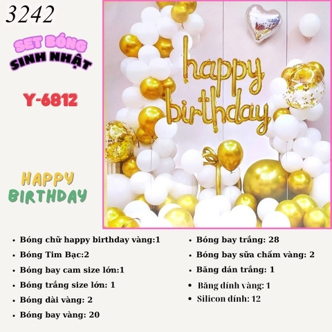 Bóng chữ HPBD vàng trắng 6812 TT.
