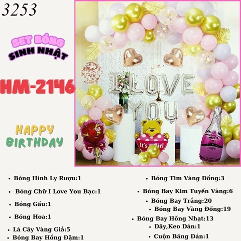 Bóng Chữ I LOVE YOU chữ Bạc 2146 TT