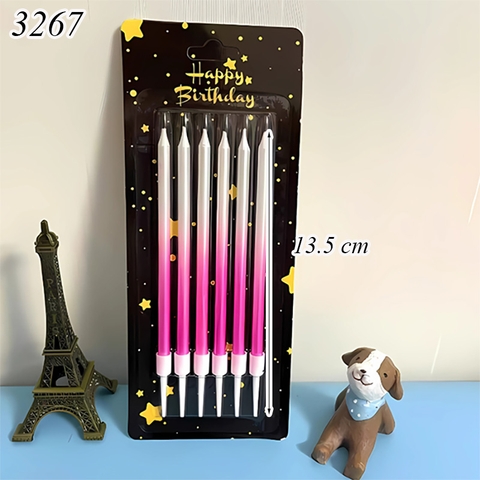 Vỉ 6 nến hàn quốc trắng hồng 13.5cm
