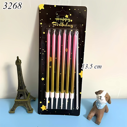 Vỉ 6 nến hàn quốc hồng vàng 13.5cm