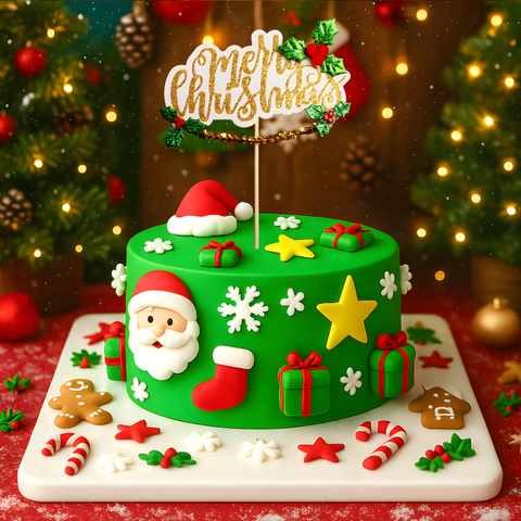QC - Que cắm merry christmas dây vàng.