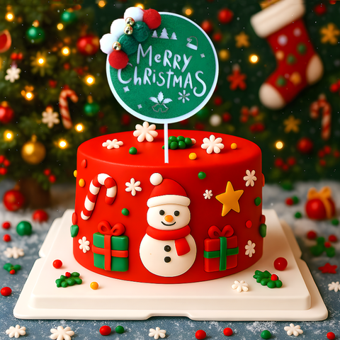QC - Que cắm merry christmas tròn xanh.
