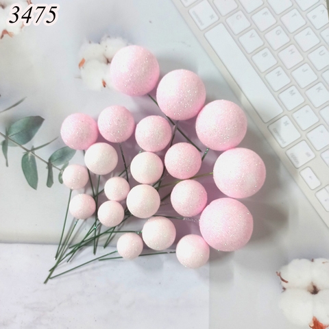 Combo gói 20 bi hồng nhạt nhũ 4 size