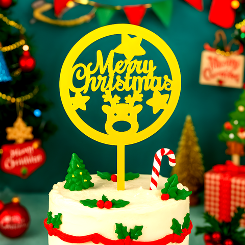 MK- 10 meka merry christmas tròn tuần lộc vàng.