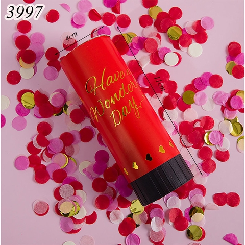 Phụt giấy kim tuyến màu đỏ dài 11cm