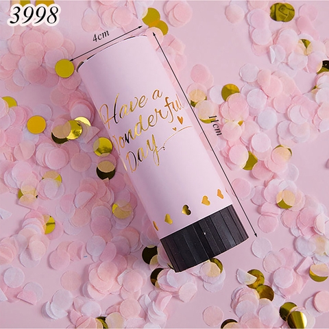 Phụt giấy kim tuyến màu hồng dài 11cm