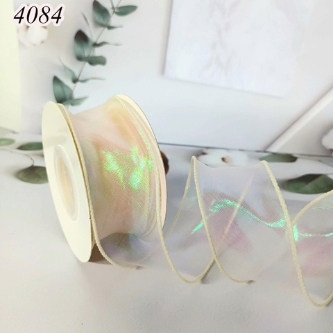Ruybang voan lụa óng TRẮNG SỮA cao 4cm dài 9m
