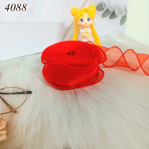 Ruybang voan ĐỎ TƯƠI không lõi cao 4cm dài 9m.