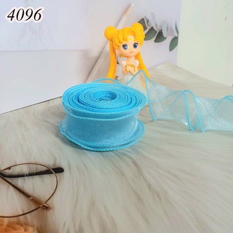 Ruybang voan XANH DƯƠNG không lõi cao 4cm dài 9m.