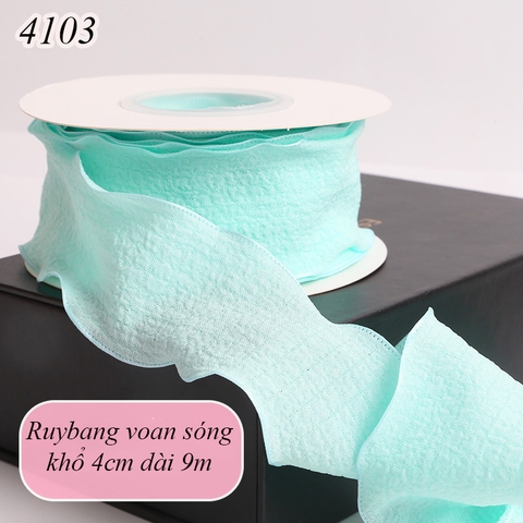 Ruybang voan lượn sóng XANH  cao 4cm dài 9m