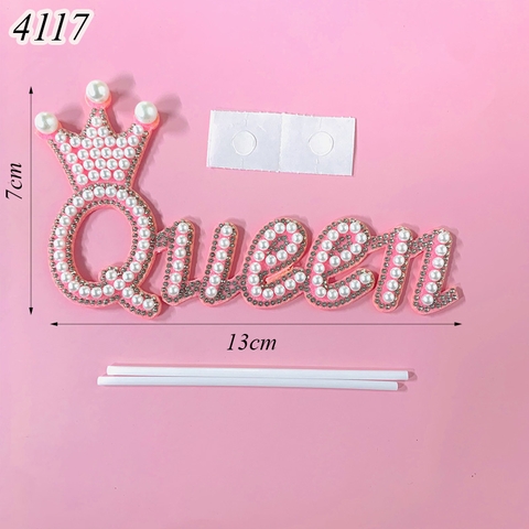 QC-Que cắm chữ queen ngọc trai hồng