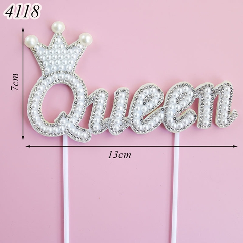 QC-Que cắm chữ queen ngọc trai trắng