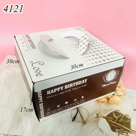 Hộp giấy sinh nhật 30cm 1 tầng không cán màng kèm đế H3