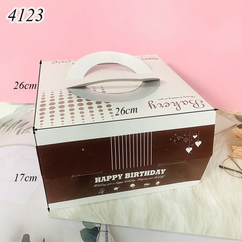 Hộp giấy sinh nhật 26cm 1 tầng không cán màng kèm đế H5