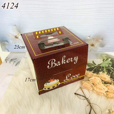 Hộp giấy sinh nhật 23cm 1 tầng kèm đế ép dày H6