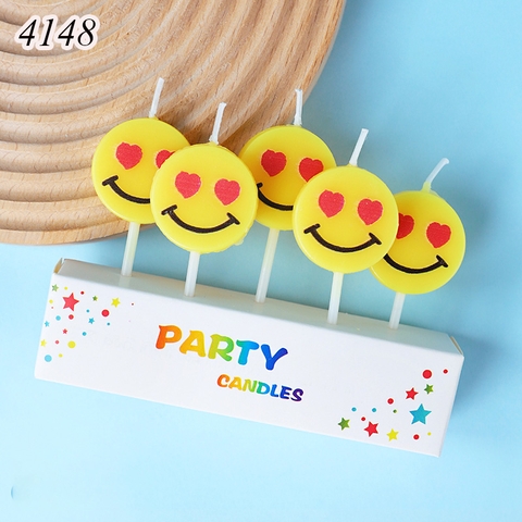 Vỉ 5 chiếc nến mặt cười trái tim
