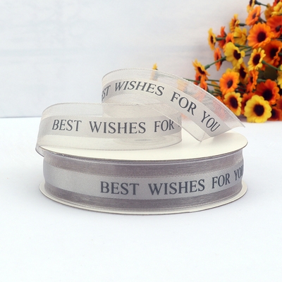 Lẻ 3m ruybang ren best wishes for you Xám 2.5cm