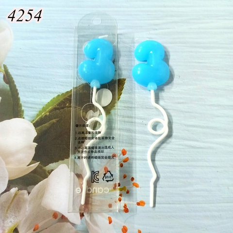Nến số 3 Xanh nghệ thuật