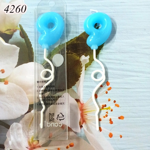Nến số 9 Xanh nghệ thuật