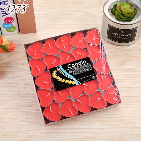 Vỉ 50 nến  .TIM.  TeaLight tình yêu màu đỏ
