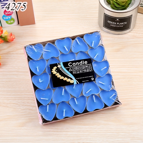Vỉ 50 nến  .TIM.  TeaLight tình yêu màu xanh dương