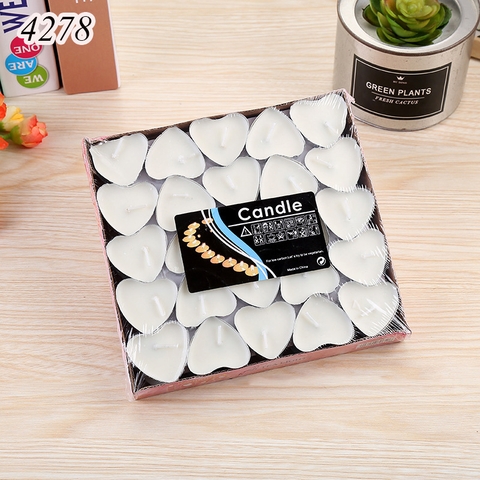 Vỉ 50 nến  .TIM. TeaLight tình yêu màu trắng