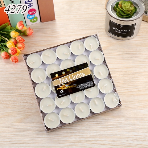 Vỉ 50 nến  .TRÒN.  TeaLight tình yêu màu trắng
