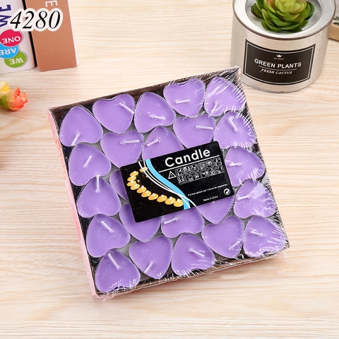 Vỉ 50 nến .TIM.  TeaLight tình yêu màu tím