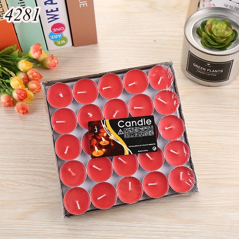 Vỉ 50 nến   .TRÒN.  TeaLight tình yêu màu đỏ