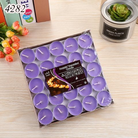 Vỉ 50 nến .TRÒN. TeaLight tình yêu màu tím