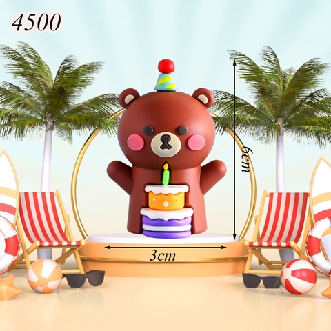 CV-Gấu nâu bánh kem đội mũ nhựa đẹp