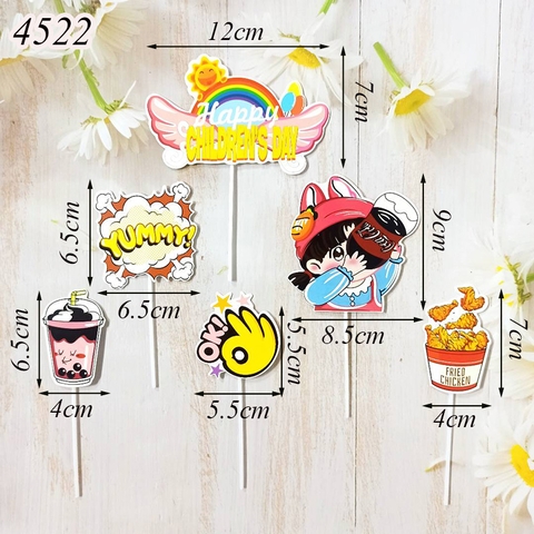 SCG-Set cắm Happy Children Day bé gái mũ đỏ uống cocacola.