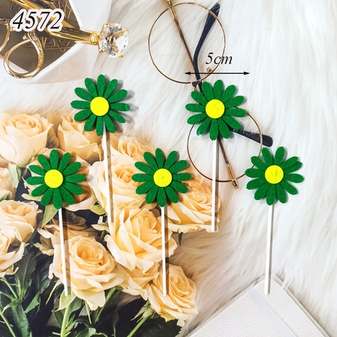 SC- set 5 hoa hướng dương vải dạ xanh lá đậm
