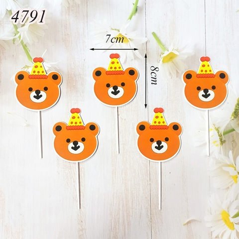 SCG-Set cắm gấu nâu đội mũ vàng chấm đỏ HD
