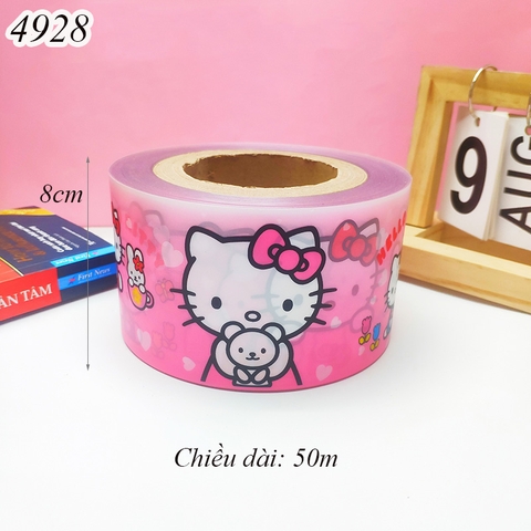 Cuộn mica bọc thành bánh mèo Hello kitty