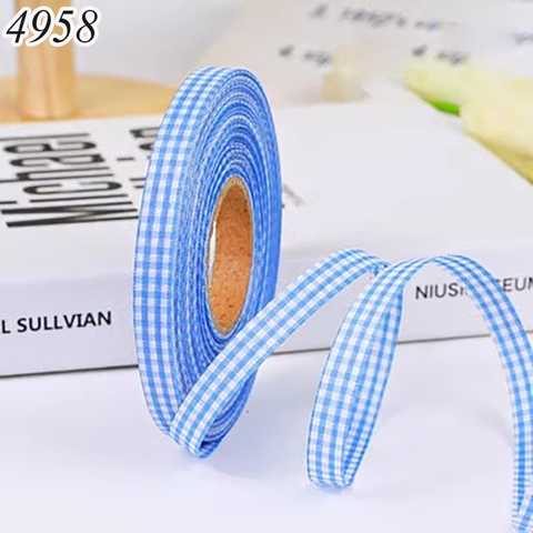 Cuộn 40m Ruybang lụa kẻ caro Xanh Dương khổ 1cm