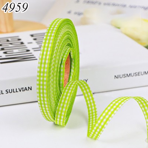 Cuộn 40m Ruybang lụa kẻ caro màu xanh lá khổ 1cm