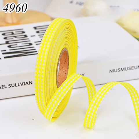 Cuộn 40m Ruybang lụa kẻ caro màu vàng khổ 1cm