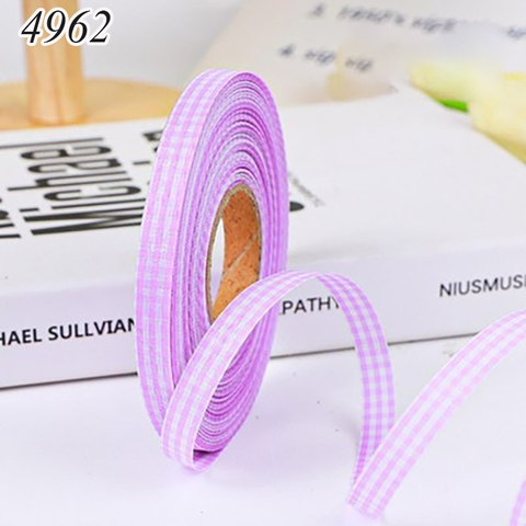 Cuộn 40m Ruybang lụa kẻ caro màu tím nhạt khổ 1cm